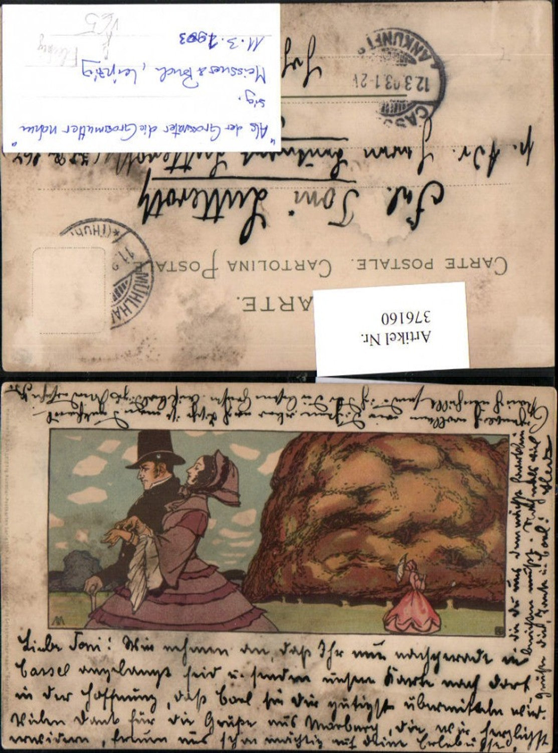 376160,Meissner & Buch 1159 Künstlerkarte Als der Großvater die Großmutter nahm