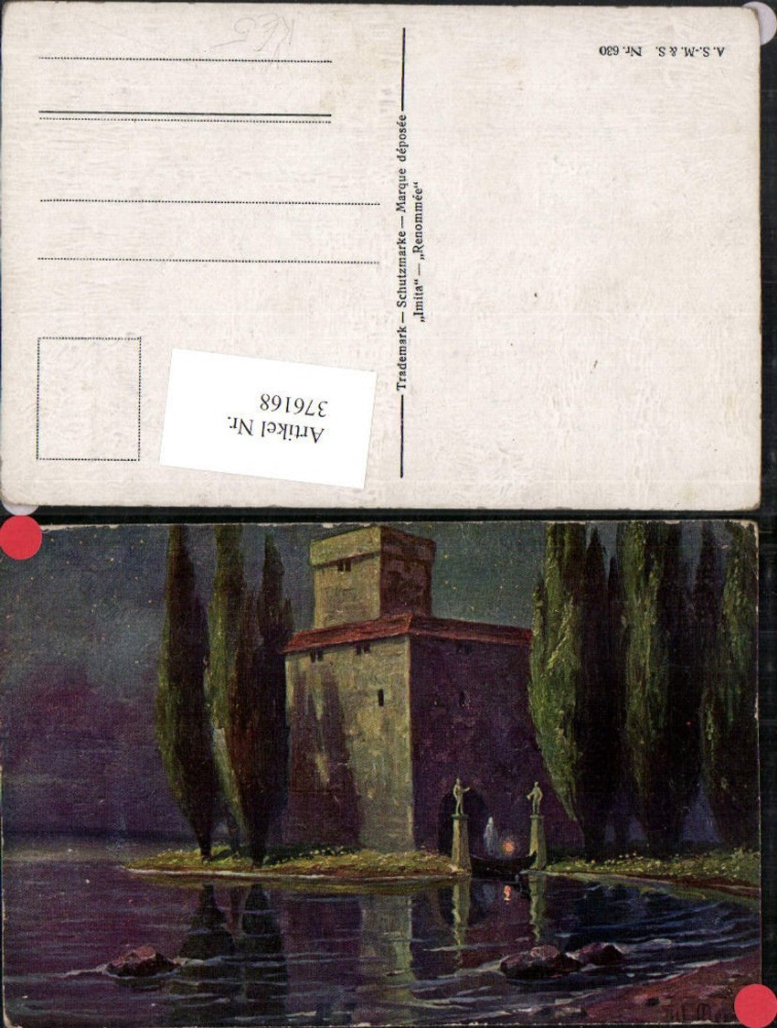 376168,A.S.M. Imita 630 Künstler W. Merker Ufer Küste Gebäude
