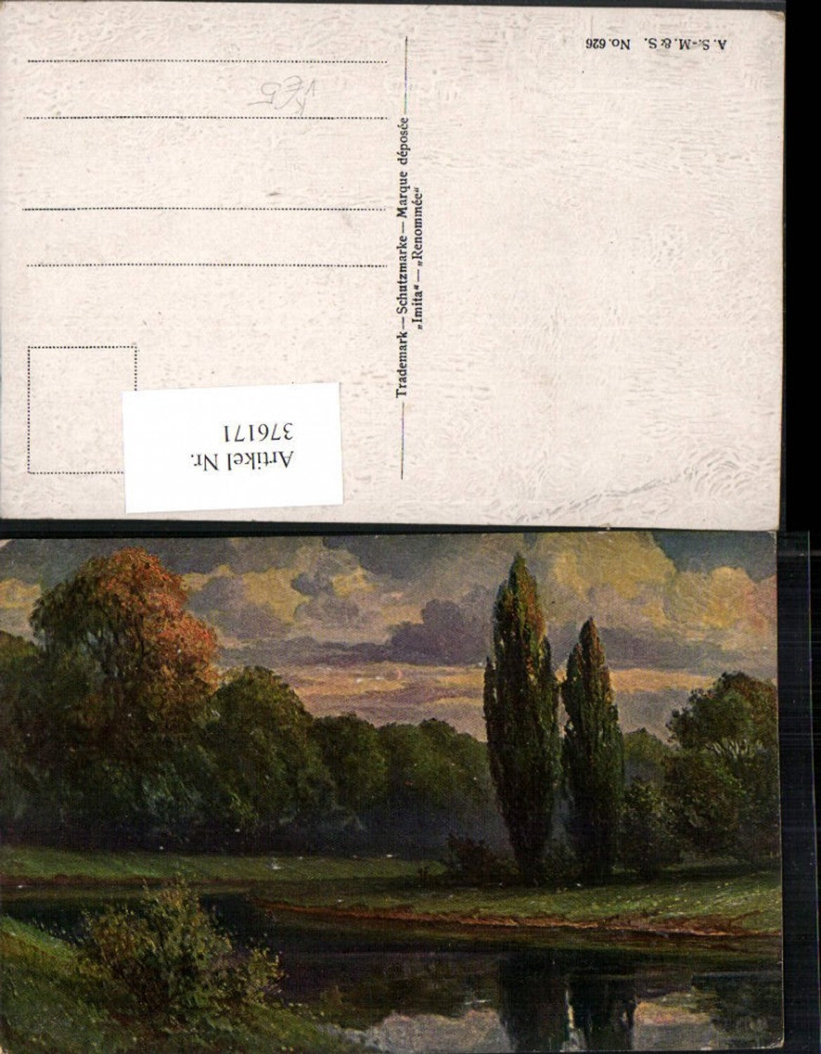 376171,A.S.M. Imita 626 Künstlerkarte Landschaft Fluss Wald