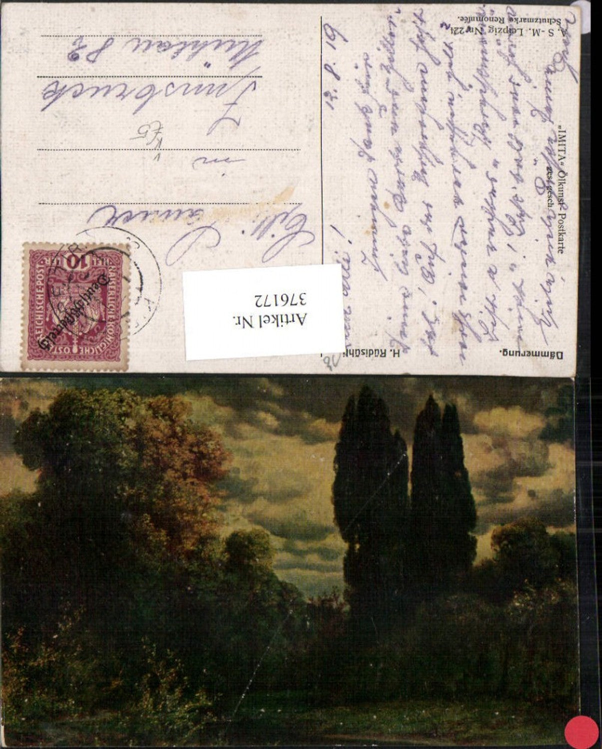 376172,A.S.M. Imita 224 Künstler H. Rüdisühli Dämmerung Landschaft Wald