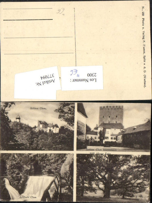 377094,Schloss Burg Clam b. Saxen Hof Schlucht Wasserfall Mehrbildkarte