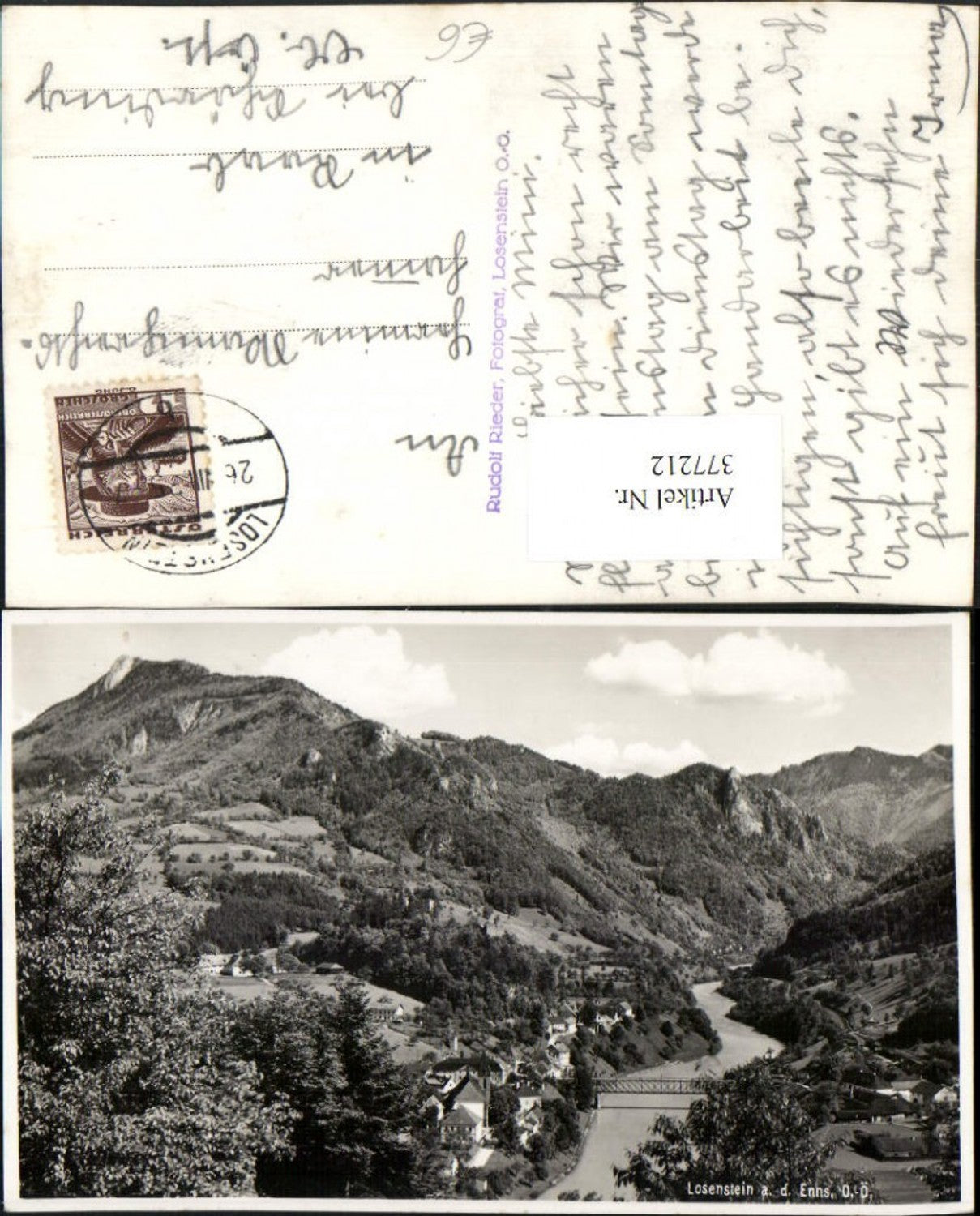 377212,Losenstein an d. Enns Totale Brücke Bergkulisse