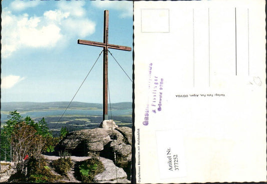 377252, Summit cross Bärnstein Bärenstein near Aigen with view of the Moldau river