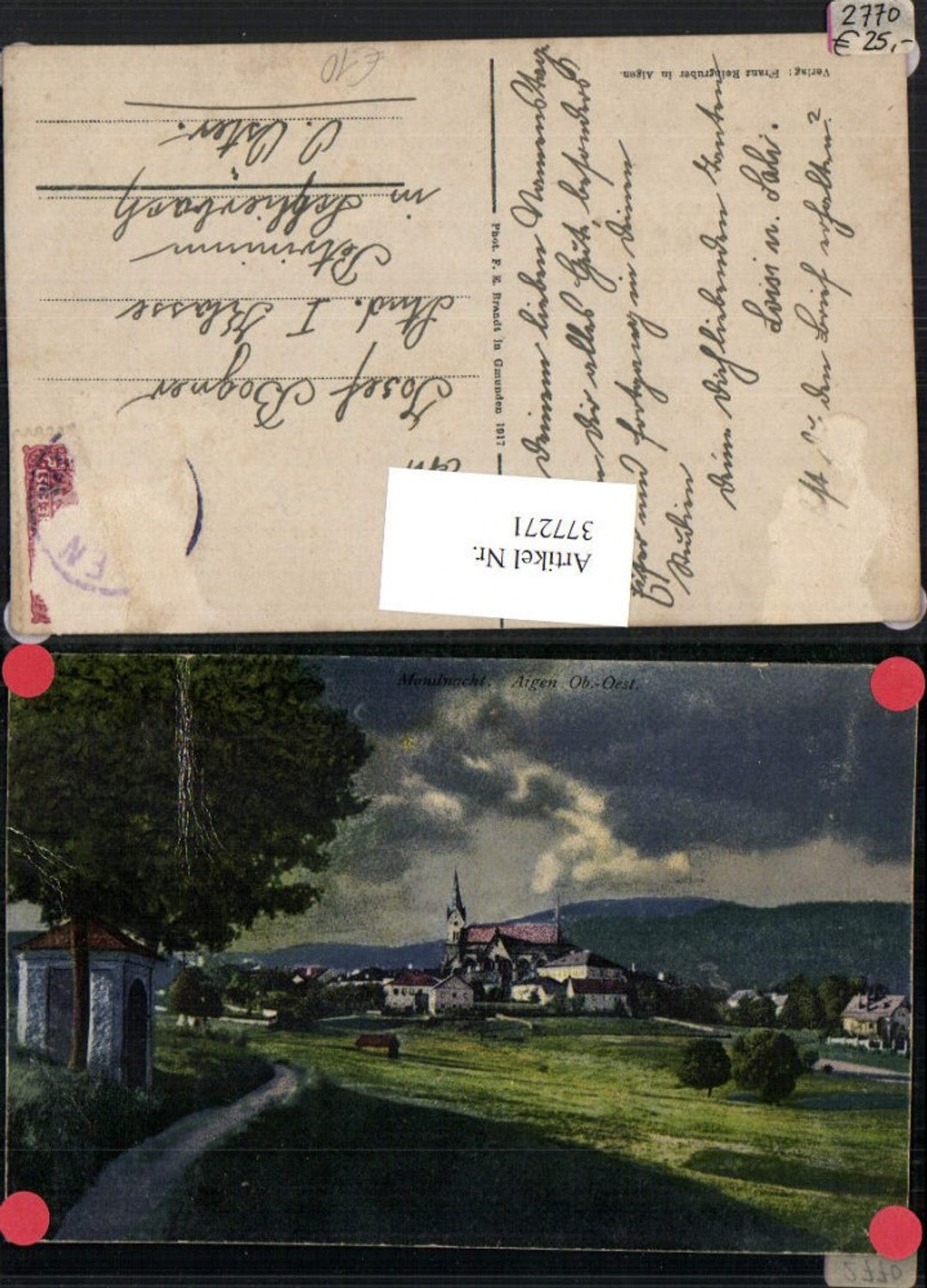 377271, Aigen im Mühlkreis, partial view of a moonlit night, roadside scene