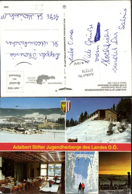 377278, Aigen Total Adalbert Stifter Youth Hostel Multi-view map pub Alpine aerial photograph 2080