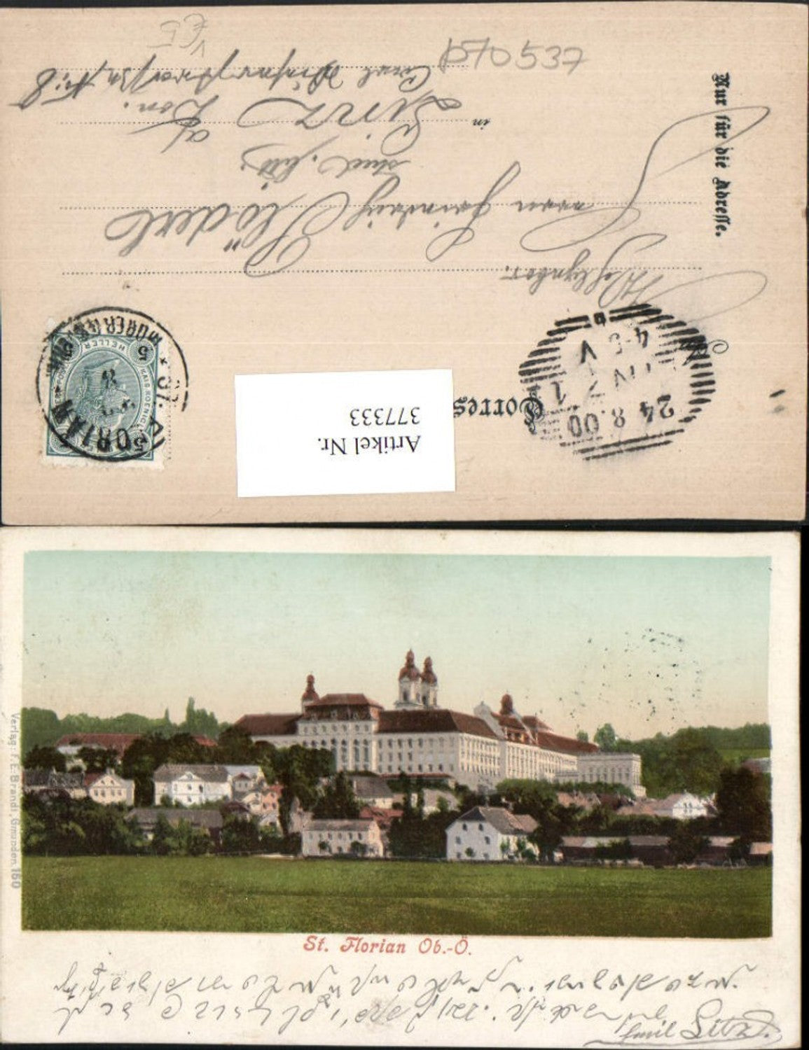 377333,St. Florian Teilansicht m. Stift pub F. E. Brandt 150