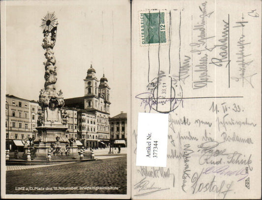 377344,Linz an d. Donau Hauptplatz Dreifaltigkeitssäule Kirche