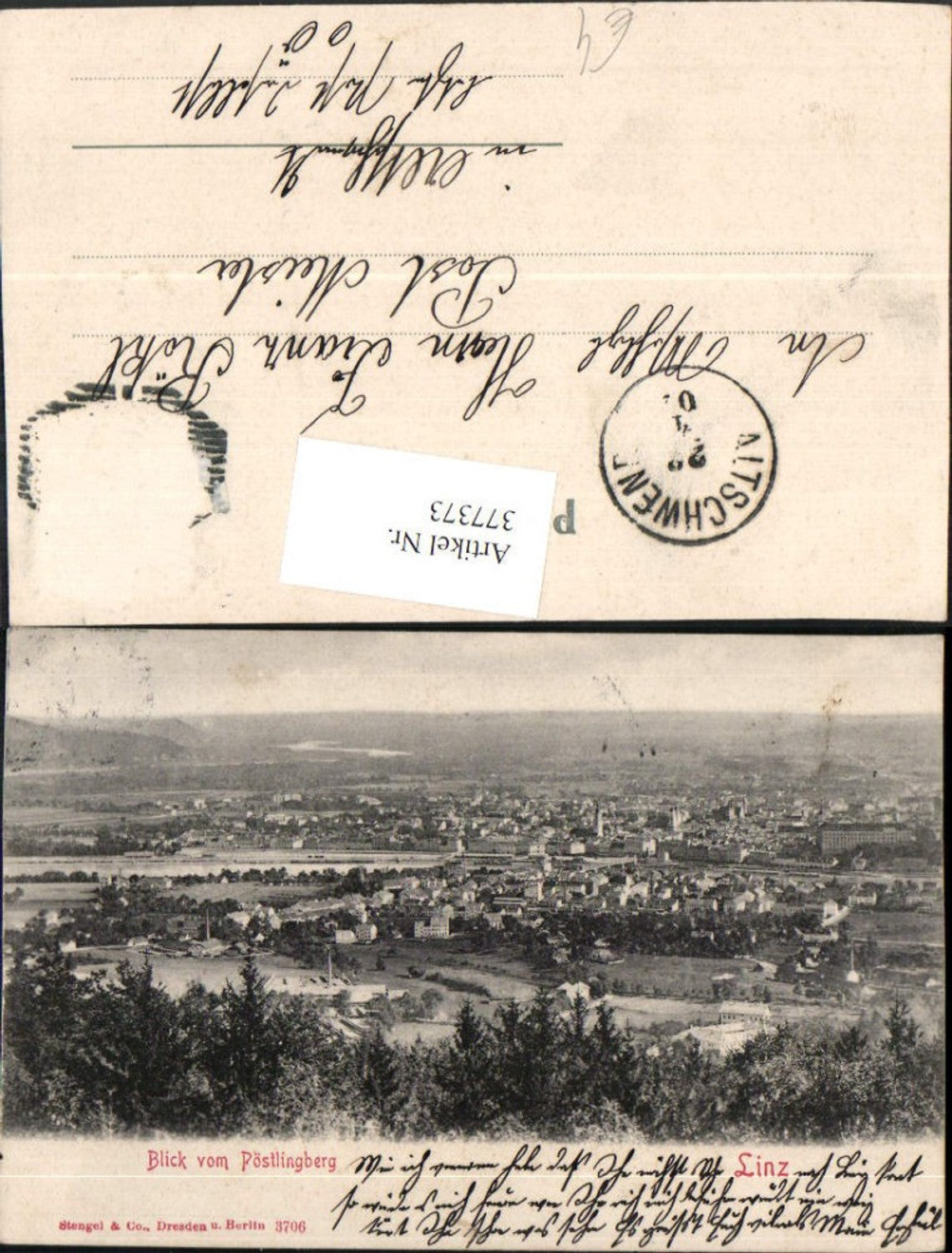 377373,Linz an d. Donau Totale vom Pöstlingberg pub Stengel & Co 3706