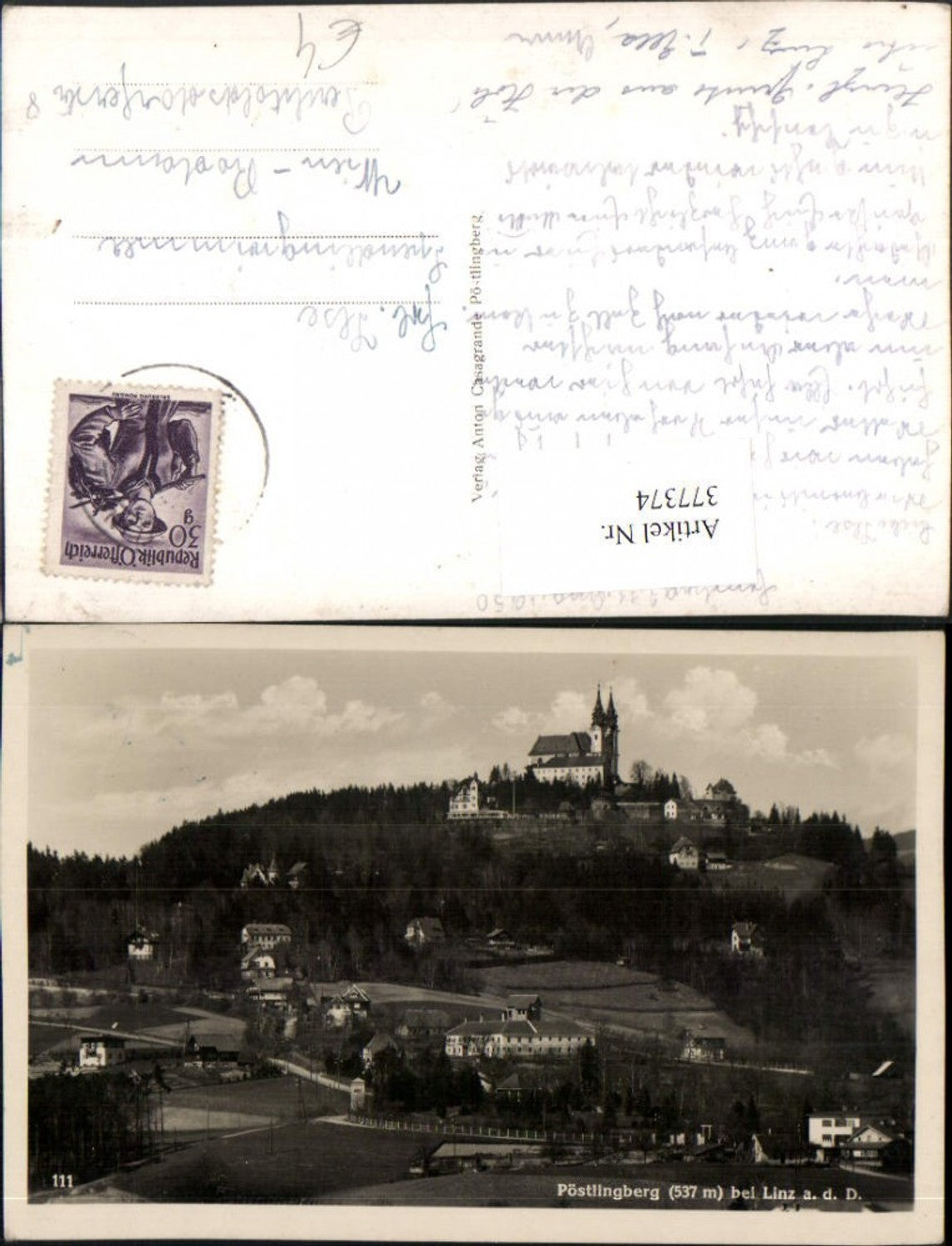 377374,Linz an d. Donau Pöstlingberg Totale Kirche