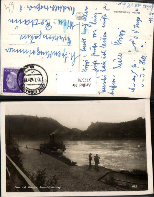 377378,Linz an d. Donau Abendstimmung Anlegestelle Dampfer