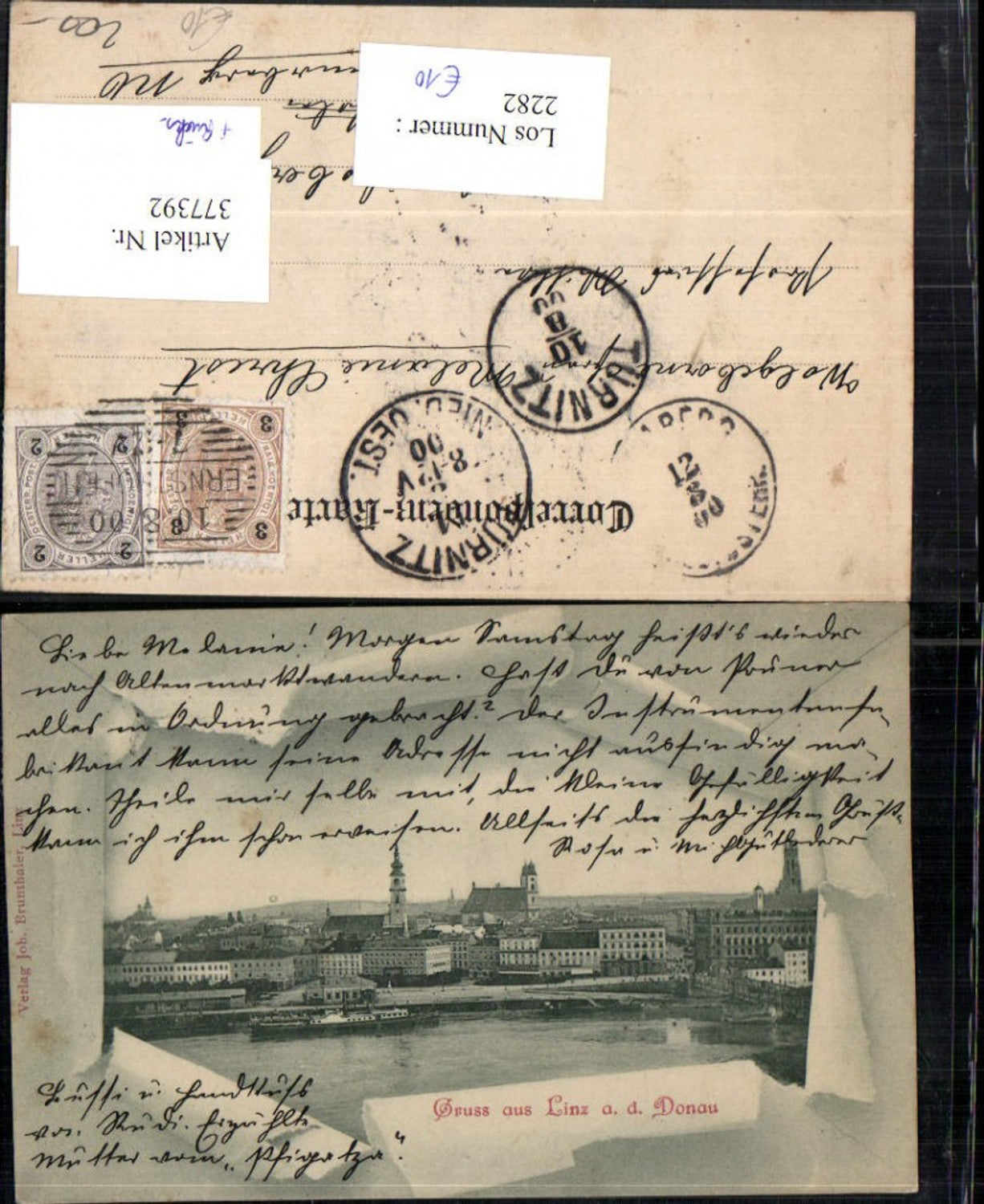377392,Gruß aus Linz an d. Donau Teilansicht Passepartout