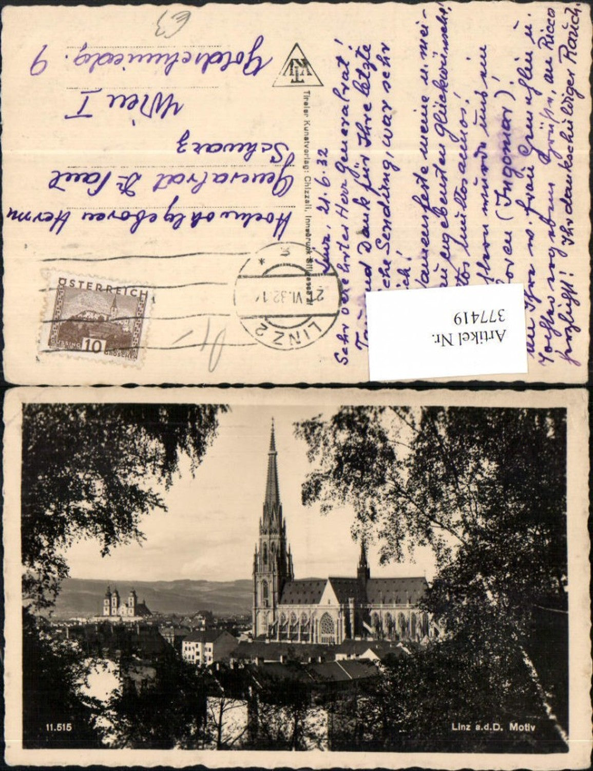 377419,Linz an d. Donau Teilansicht Dom Motiv