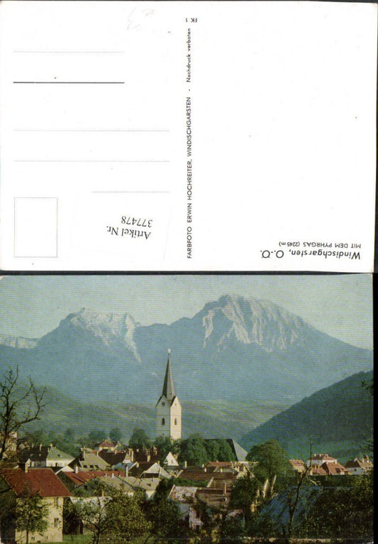 377478,Windischgarsten Teilansicht Kirche m. Pyhrgas Bergkulisse