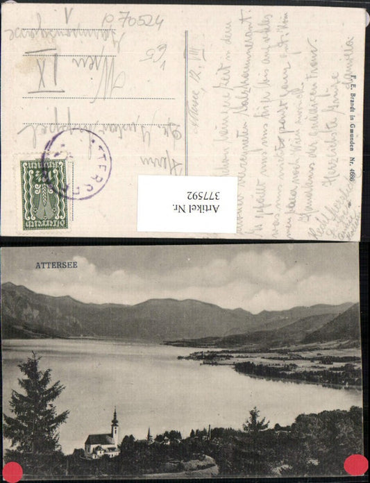 377592,Attersee Totale See Bergkulisse pub F. E. Brandt 4686