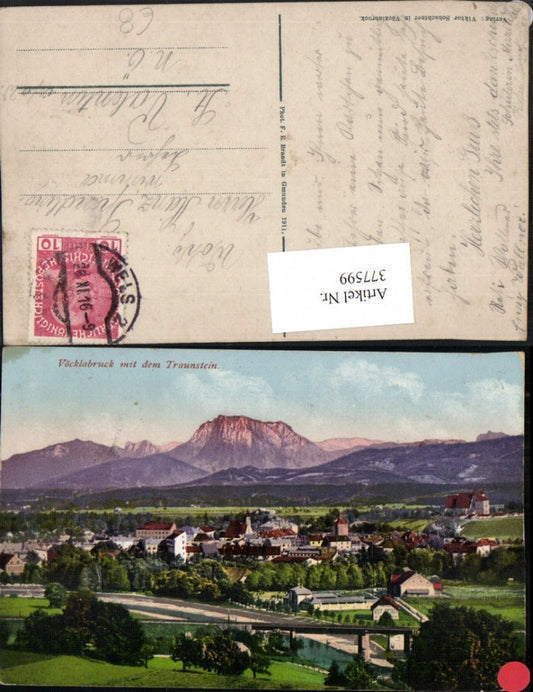 377599,Vöcklabruck Totale m. Traunstein Bergkulisse