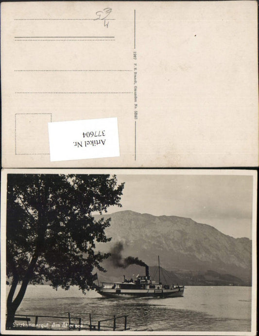 377604,Attersee See Dampfer Schiff Alma Bergkulisse pub F. E. Brandt 5248