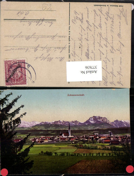 377636,Schwanenstadt Totale Bergkulisse pub F. E. Brandt