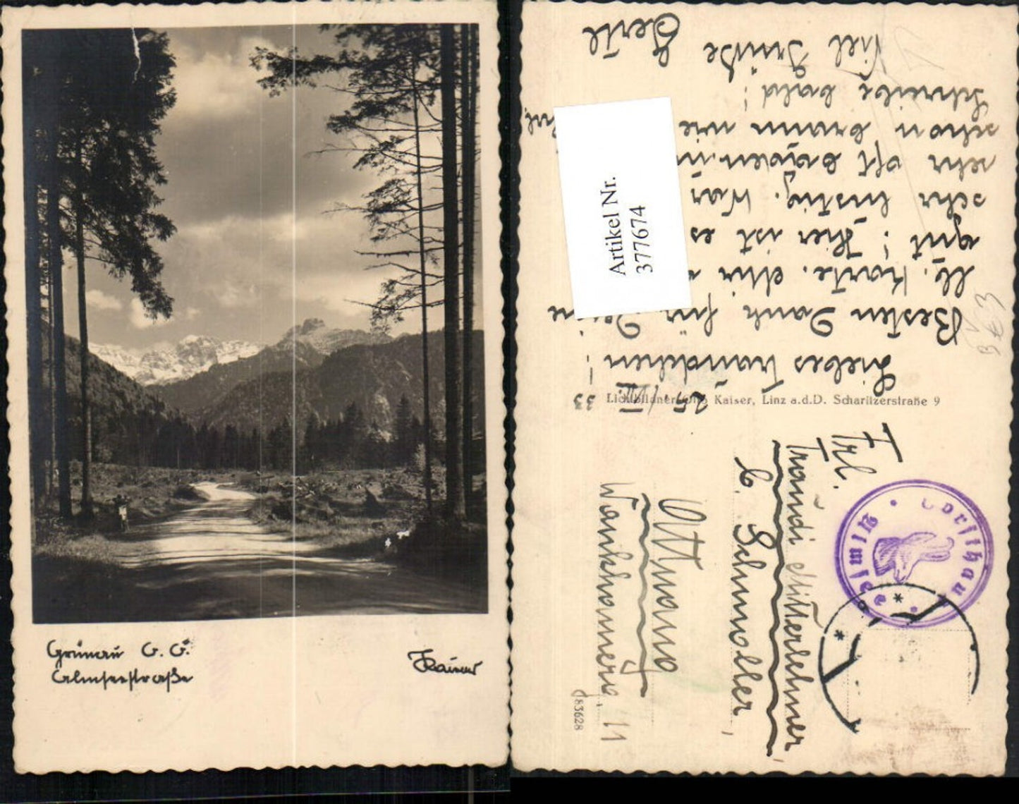 377674,Grünau Almseestraße Wegpartie Bergkulisse pub Otto Kaiser