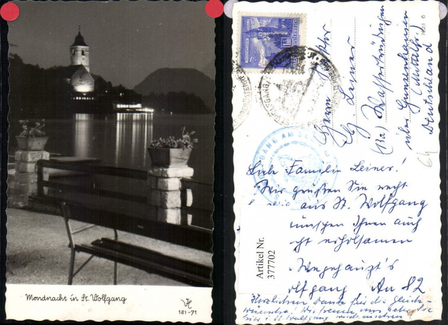 377702,St. Wolfgang Teilansicht Kirche Mondnacht