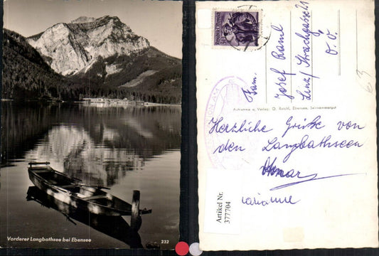 377704,Vorderer Langbathsee See b. Ebensee Ruderboot Bergkulisse
