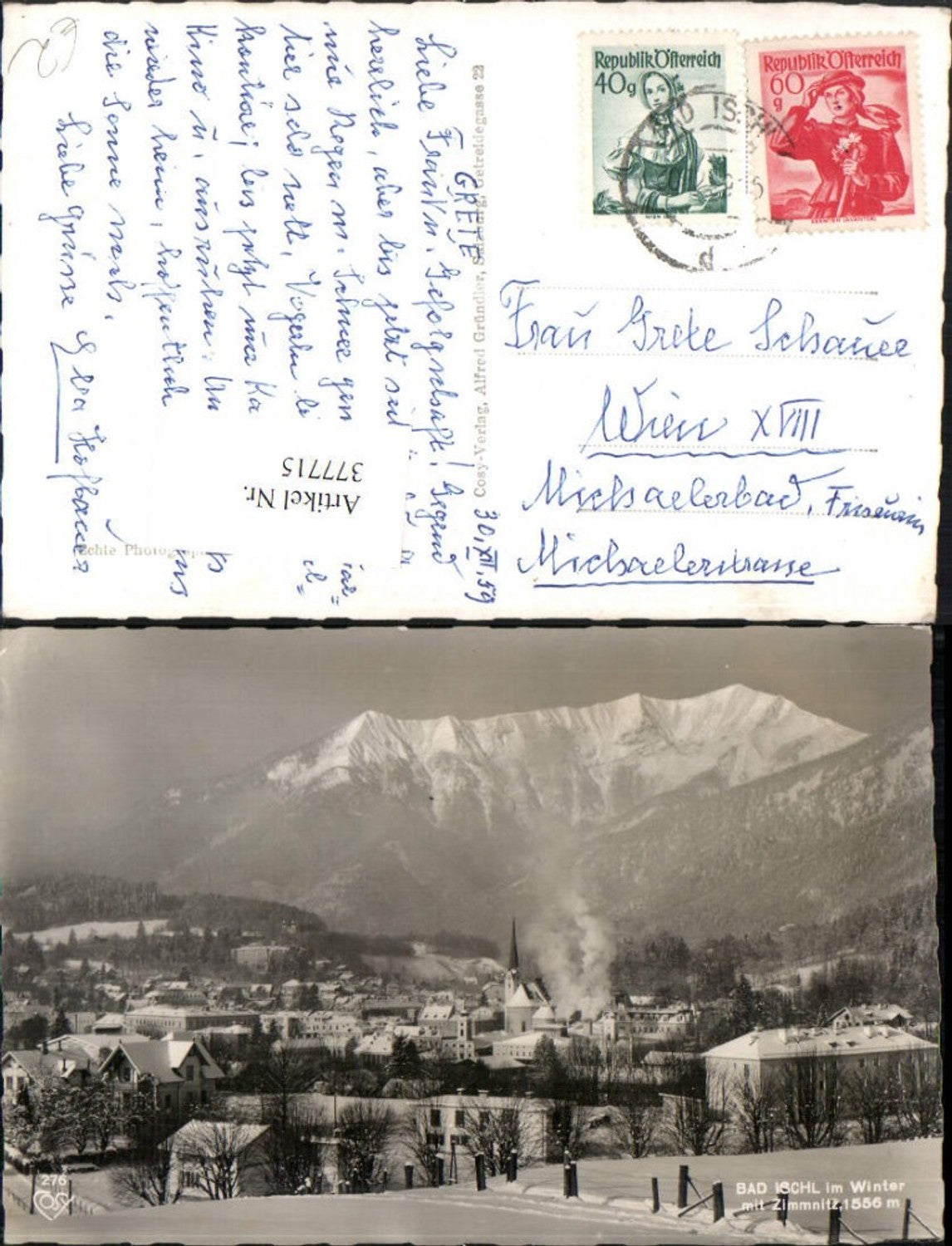 377715,Bad Ischl Totale m. Zimmnitz Bergkulisse Winterbild pub Cosy 276