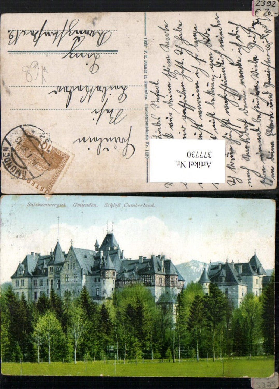 377730,Gmunden Schloss Cumberland pub F. E. Brandt 1159