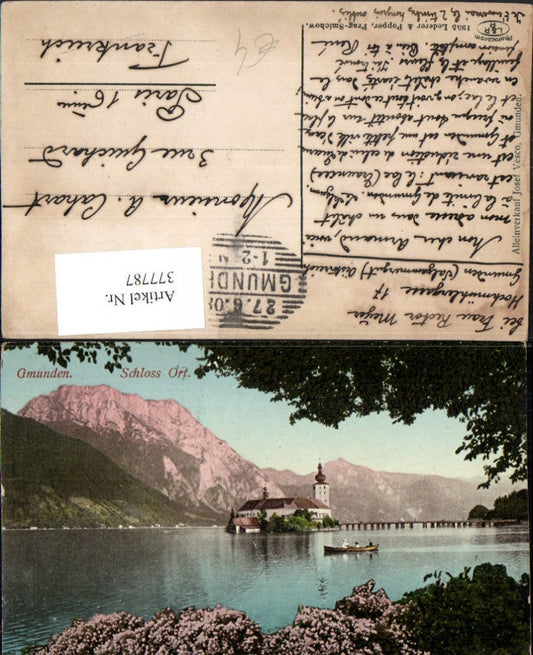 377787,Gmunden Schloss Ort Orth Bergkulisse