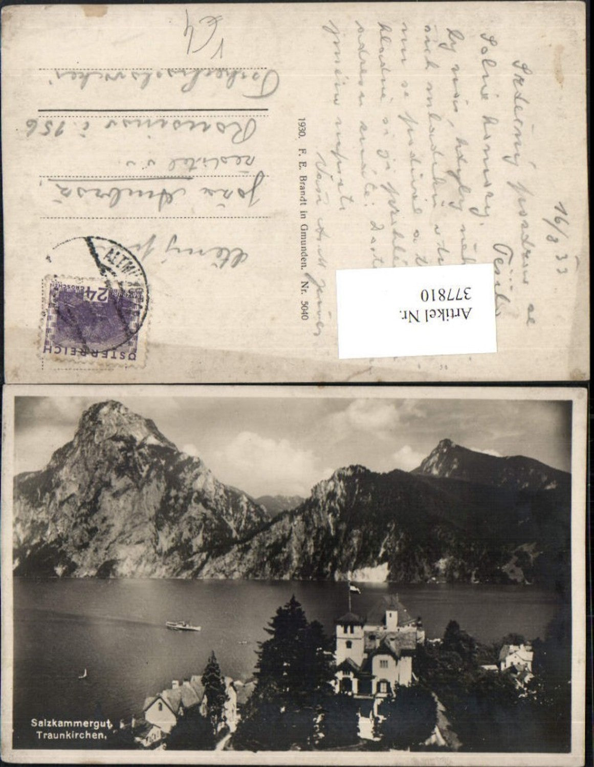 377810,Traunkirchen Teilansicht Bergkulisse pub F. E. Brandt 5040