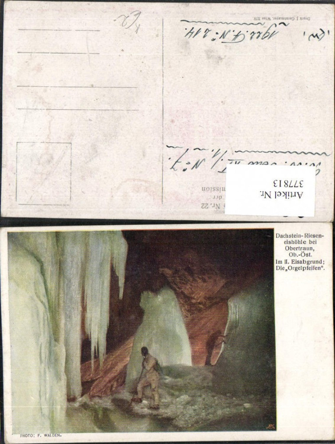 377813,Künstler AK Dachstein Rieseneishöhle b. Obertraun Eisabgrund Orgelpfeifen