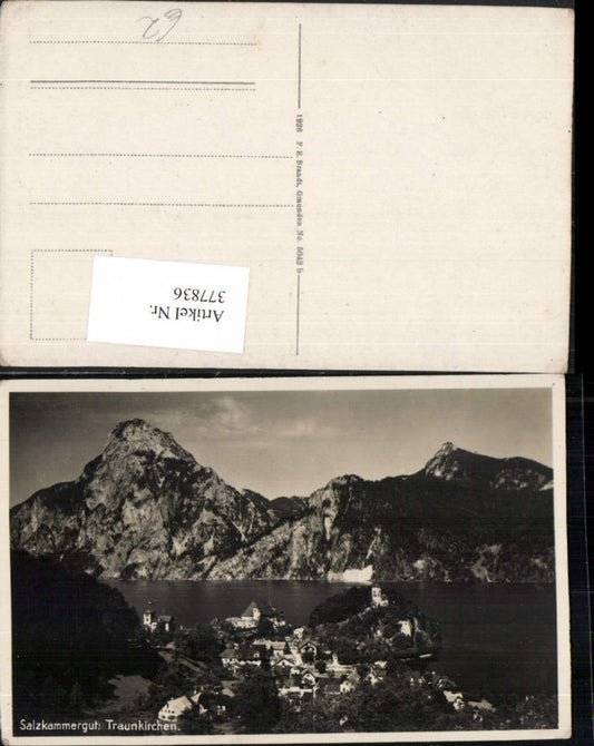 377836,Traunkirchen Totale m. Traunstein Bergkulisse pub F. E. Brandt 5042b