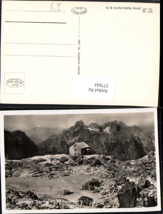 377845,Dachstein Adamekhütte Berghütte b. Gosau m. Bischofsmütze Bergkulisse