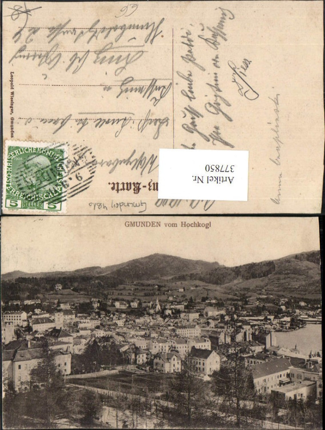 377850,Gmunden Totale vom Hochkogel