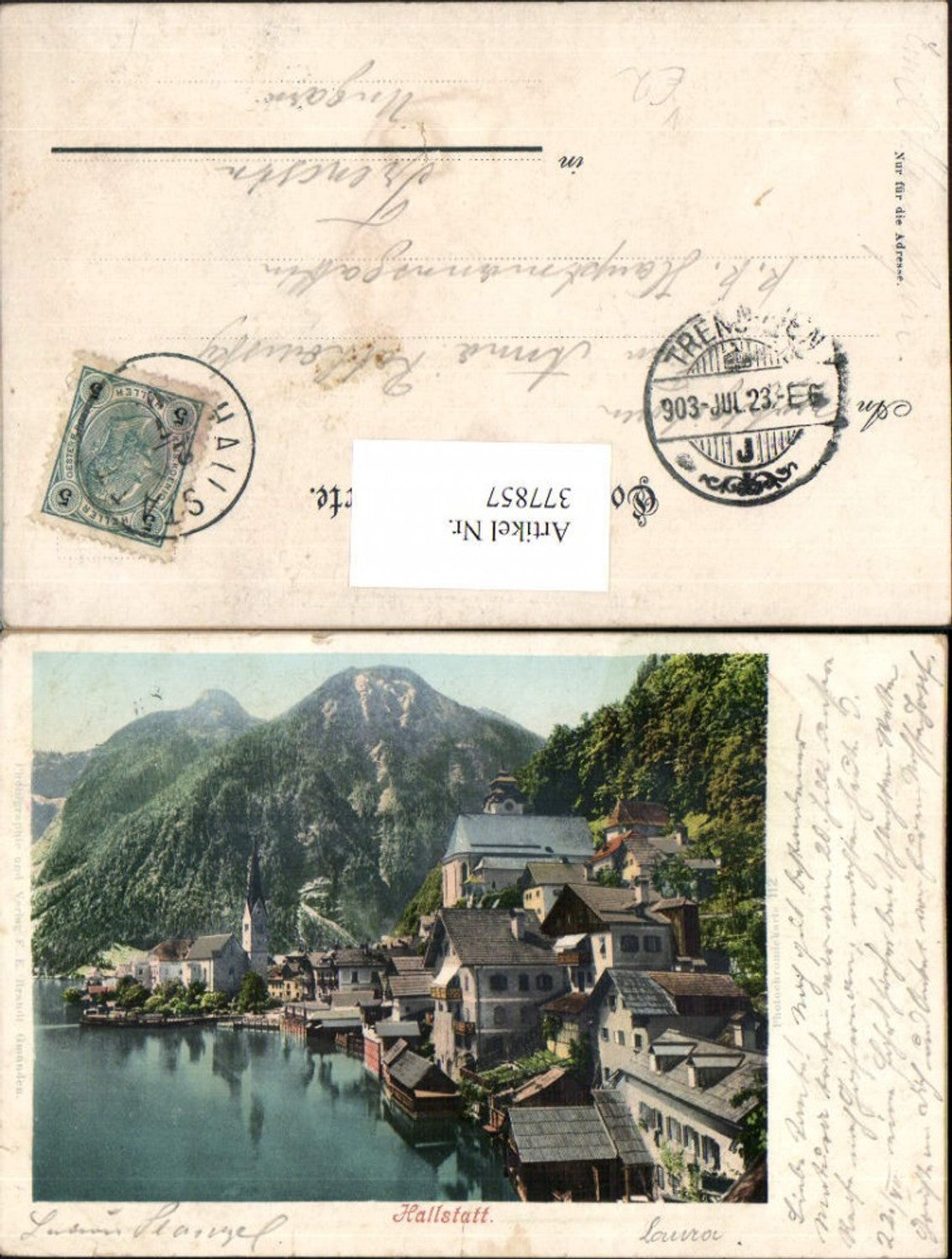 377857,Hallstatt Teilansicht Bergkulisse pub F. E. Brandt