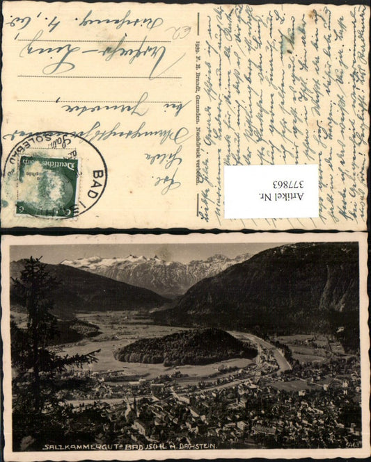 377863,Bad Ischl Totale m. Dachstein Bergkulisse pub F. E. Brandt 5463