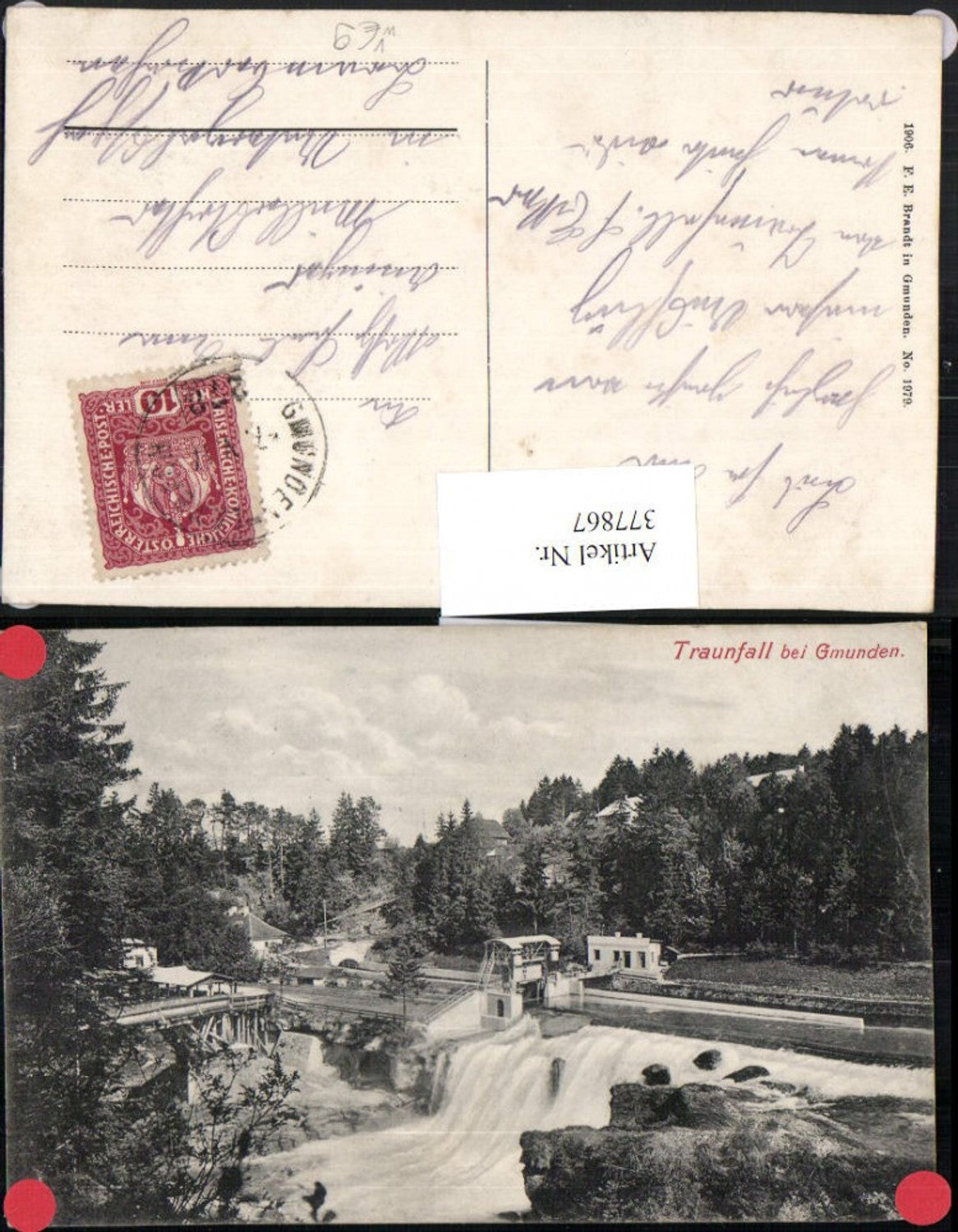 377867,Traunfall Wasserfall b. Gmunden pub F. E. Brandt 1979