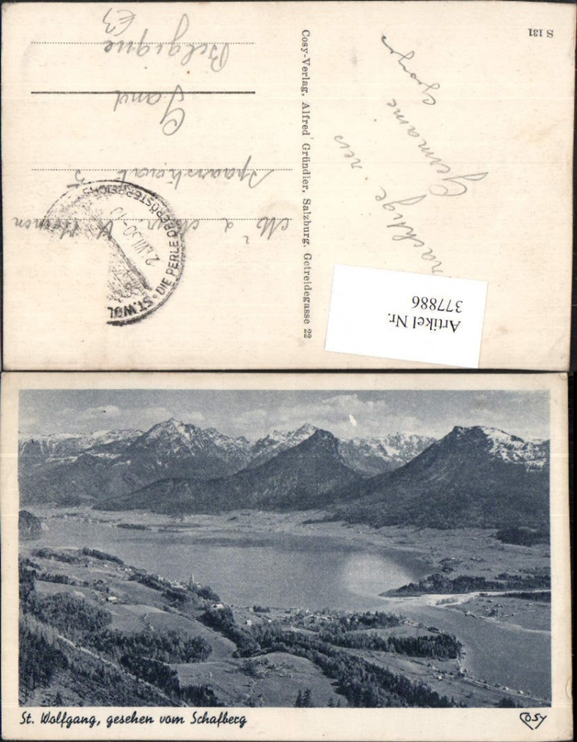 377886,St. Wolfgang Totale vom Schafberg Bergkulisse pub Cosy