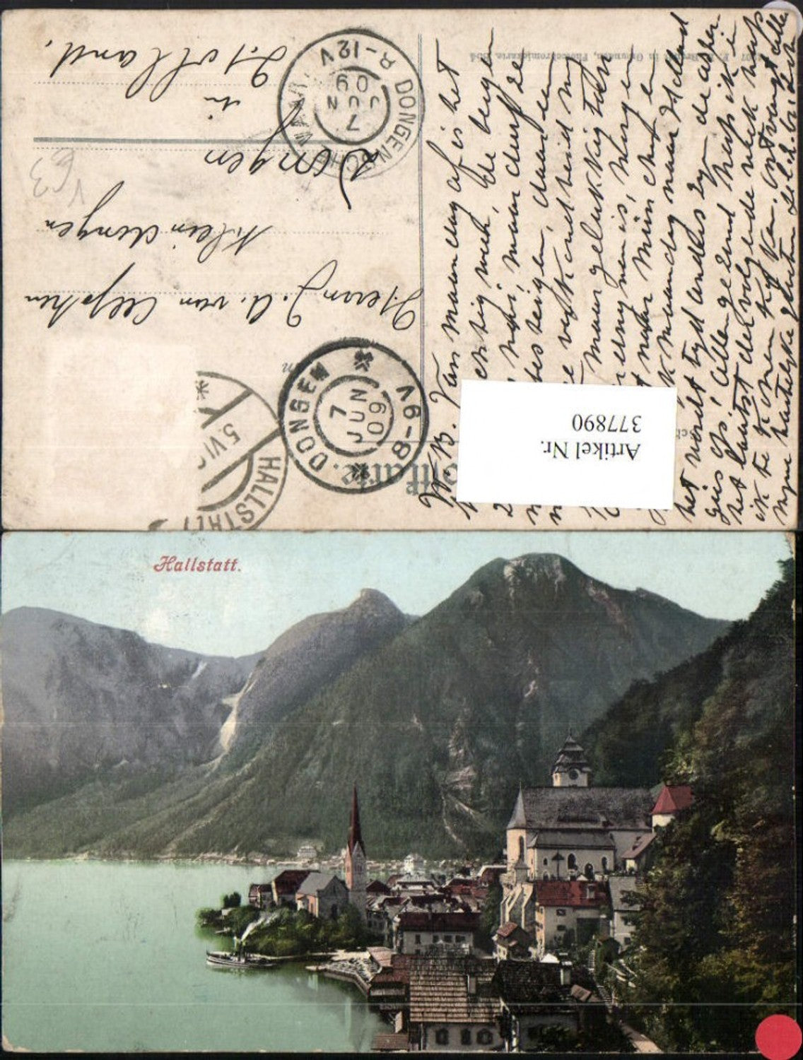 377890,Hallstatt Teilansicht Kirche Bergkulisse pub F. E. Brandt 854