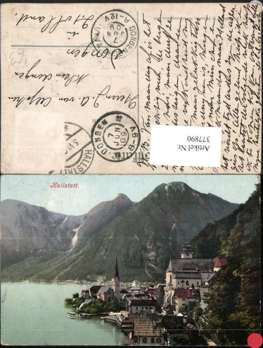 377890,Hallstatt Teilansicht Kirche Bergkulisse pub F. E. Brandt 854