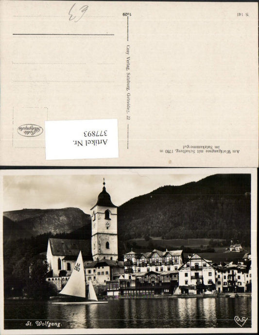 377893,St. Wolfgang Teilansicht Kirche Hotel zum Weißen Rössl Segelboot pub Cosy