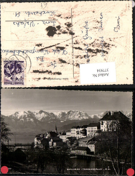 377934,Gmunden Teilansicht Traunausfluss Bergkulisse pub F. E. Brandt 11599
