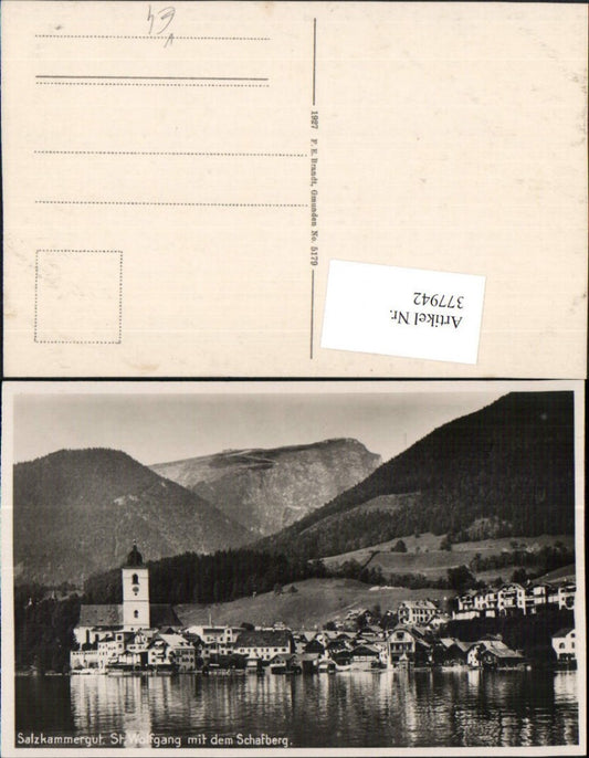 377942,St. Wolfgang Totale m. Schafberg Bergkulisse pub F. E. Brandt 5179