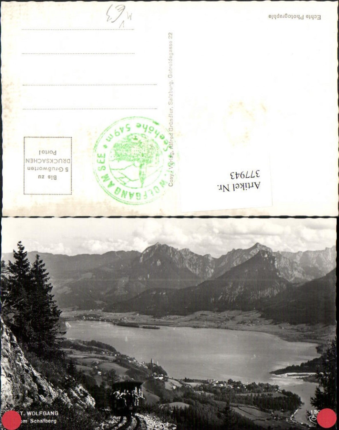 377943,St. Wolfgang Totale vom Schafberg Zahnradbahn Bergkulisse pub Cosy 130a