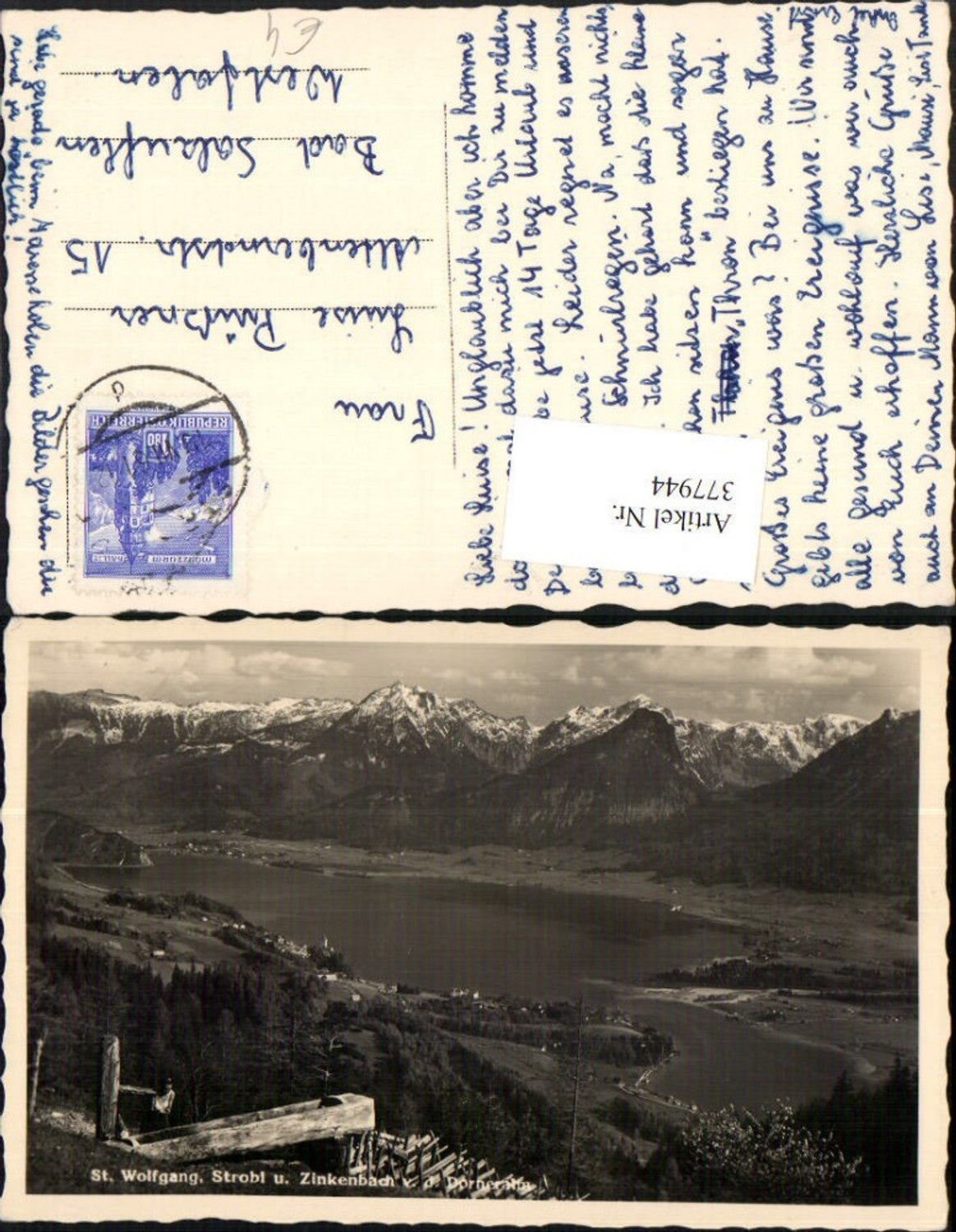 377944,St. Wolfgang Strobl u. Zinkenbach Totale von d. Dorneralm Brunnen Bergkulisse