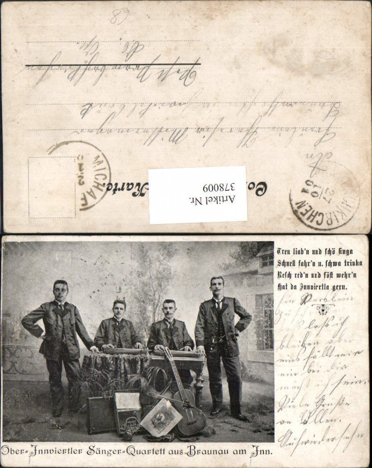 378009,Ober-Innviertler Sänger-Quartett aus Braunau am Inn Zither
