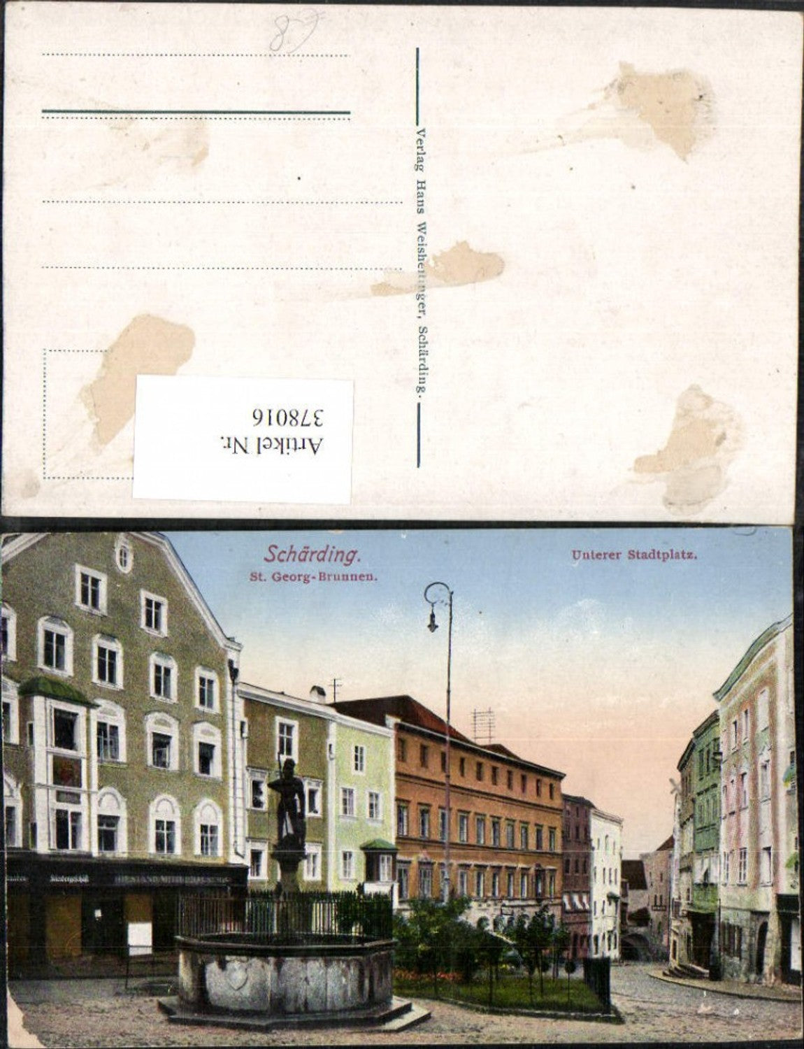 378016,Schärding am Inn Unterer Stadtplatz St. Georg-Brunnen
