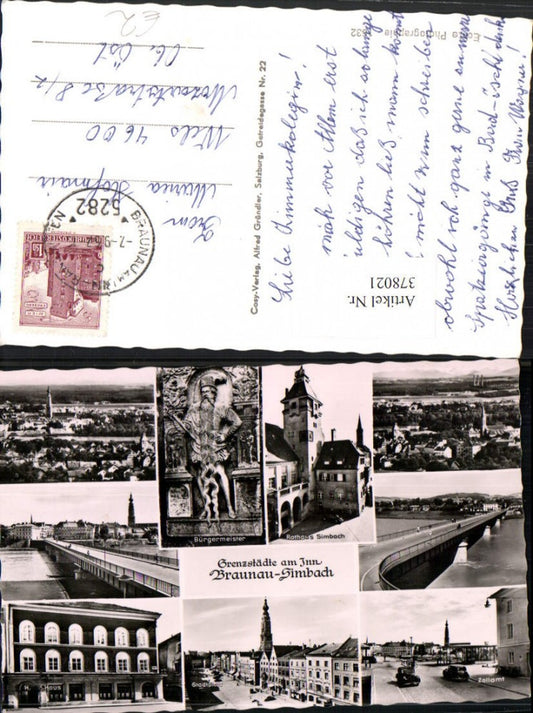 378021,Braunau Simbach am Inn Totale Brücke Zollamt Stadtplatz Mehrbildkarte