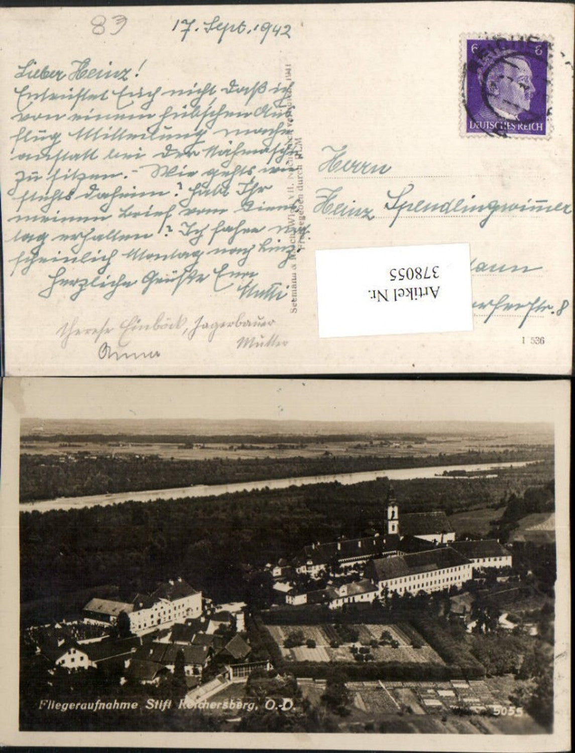 378055,Stift Reichersberg Fliegeraufnahme