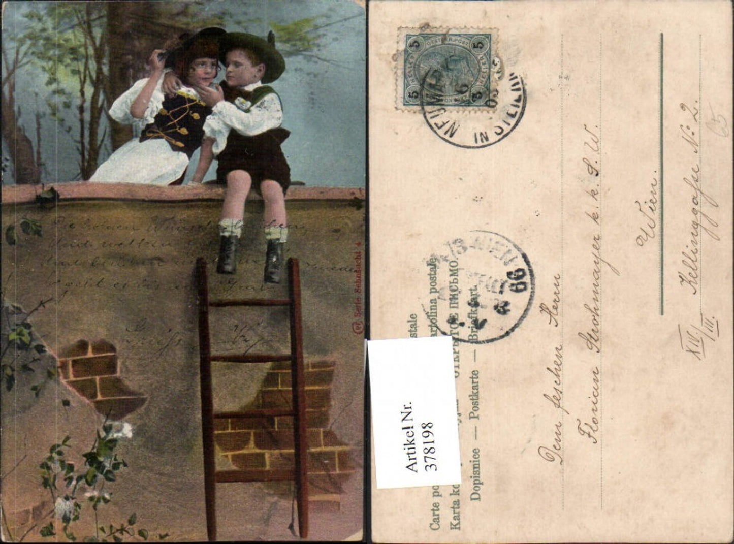 378198, Children Love Traditional Costume Stone Wall Ladder