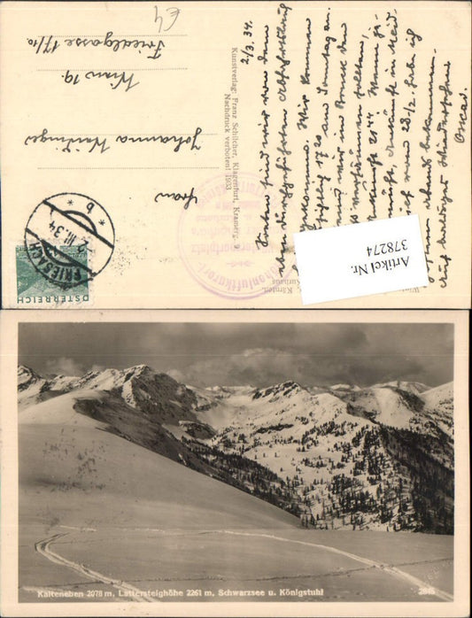 378274,Flattnitz Kalteneben Lattersteighöhe Schwarzsee u. Königstuhl Bergkulisse Winterbild