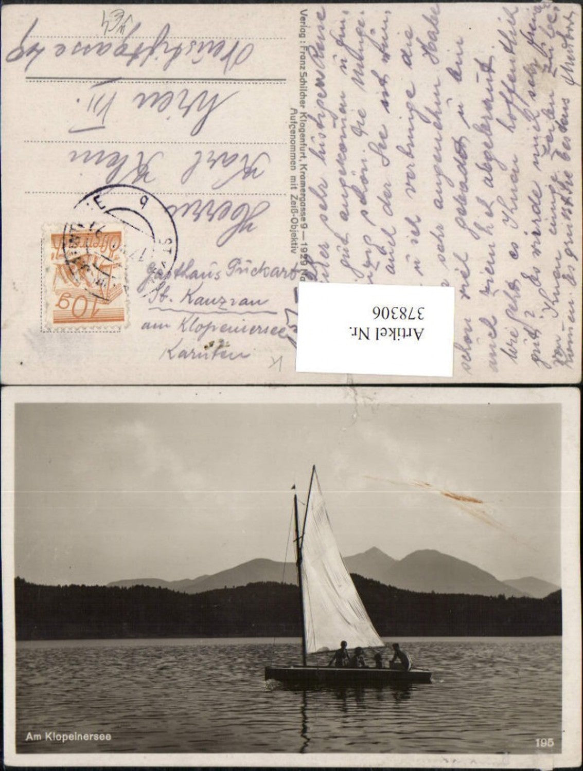 378306,Klopeinersee See b. St. Kanzian Segelboot pub Franz Schilcher 195